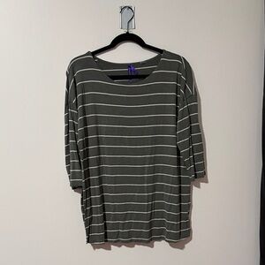 Seraphine Grey Striped 3/4 Sleeve Nursing and Maternity Top